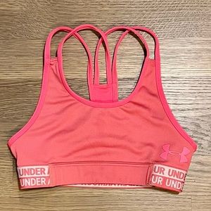 UNDER ARMOUR Girls Heatgear Active Bra. Color: Pink Lemonade. Size: YSM (8).